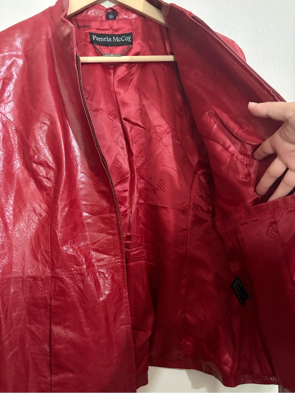 Pamela McCoy Y2K Red Leather Jacket in Large - Picture 6 of 10